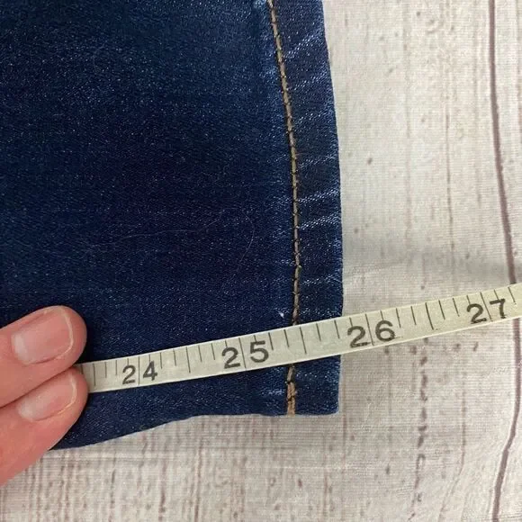 Express women 8 cotton blend mid rise distressed cropped legging blue - Picture 10 of 10